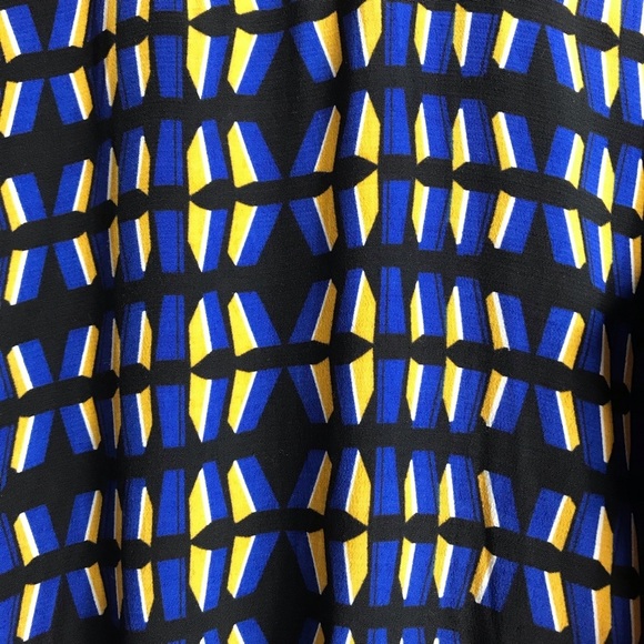 Rachel Zoe Small‎ Rayon Viscose Geometric Blouson Sleeve Smocked Cuff Top Office - Picture 7 of 10